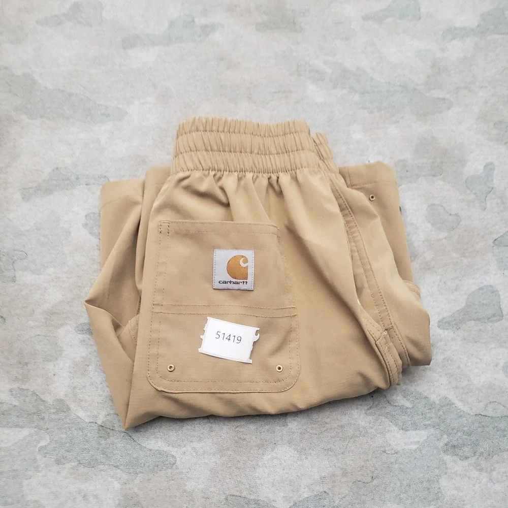 Carhartt Shorts Youth Medium Tan Cargo Pockets Drawstring Workwear